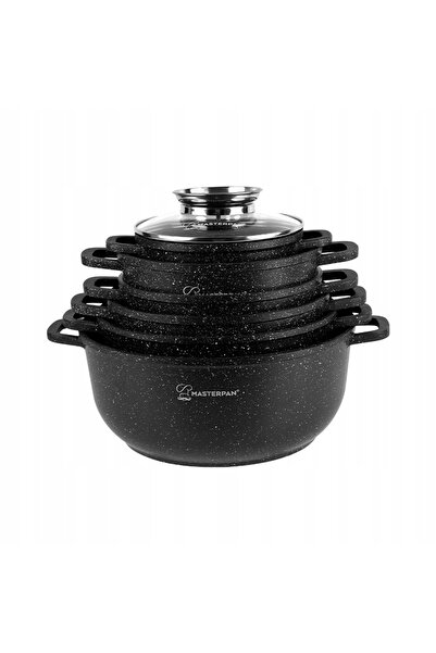 NO BRAND Set de ghivece din marmură, 12 piese. negru - inducție, gaz, electri...