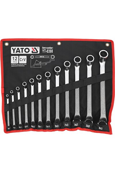 yato KPL. Set de chei inelare cu cap curățat și capăt cotit, 6-32mm, 12 bucăți