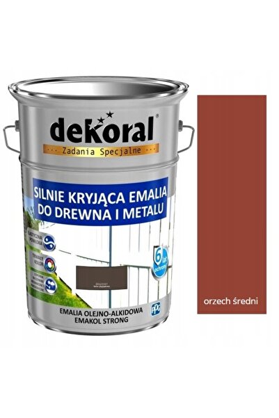 DEKORAL EMAKOL STRONG DREWNO METAL ORZECH ŚRED. 5L