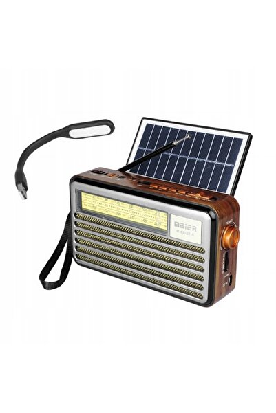LTC Radio Retro cu panou solar, FM, Bluetooth, USB, SD, AUX, lămpă USB, gri