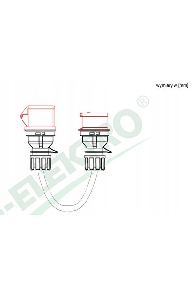 F-ELEKTRO Adaptor reductor 16A 5 poli cu cablu OW 5x2,5mm² 0,3m 1x priză 32A ...