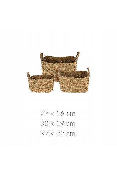 Home Styling Collection Coș de depozitare cu mânere, set de 3 coșuri împletite