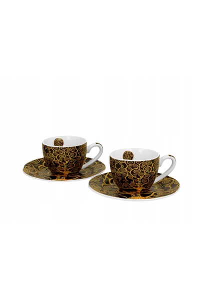 Duo Căni de cafea pentru espresso, cu modelul Copacul Klimt, din porțelan, în...