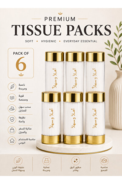 ninex Premium Pocket Tissue Packs with Gold Case – Pack of 6 | Soft, Hygienic...