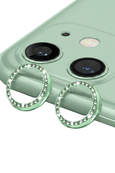 idubi İPhone 11 - 12 - 12 Mını Uyumlu Taşlı Kamera Lens Koruyucu