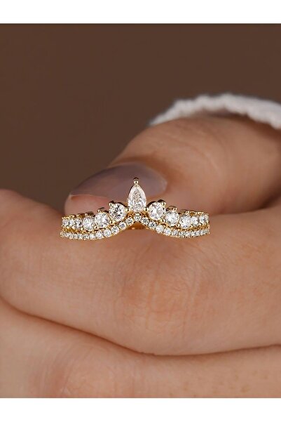 Choice3 7 Golden 925 Sterling Silver Classic Water Drop Round Zircon Crown Ri...