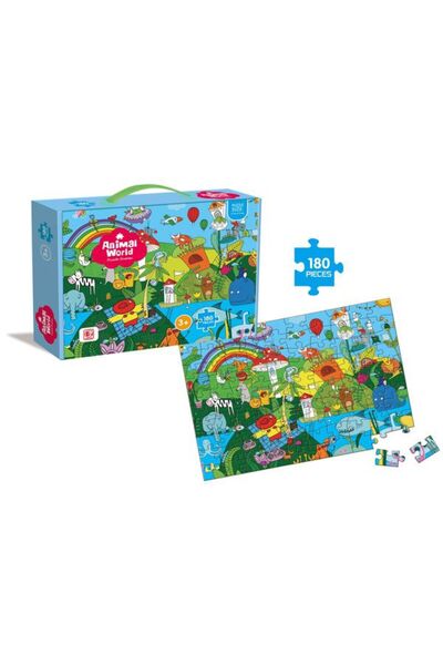 PlayFun Puzzle 180pcs Zoo 88286 - Jucarie pentru Copii, Dezvolta Logica, Rabd...