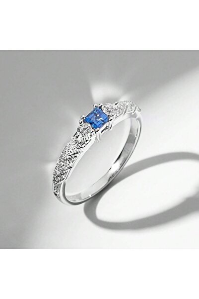 choice2 8 Silver Blue 925 Sterling Silver Design Personalized Sea Blue Zircon...