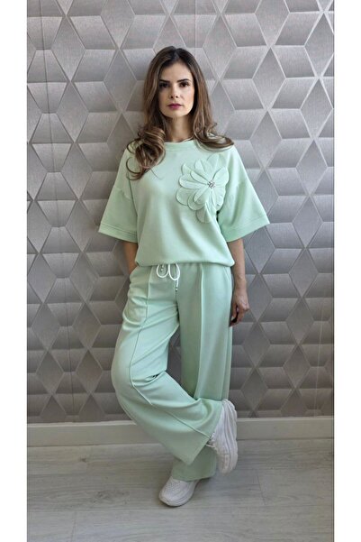 MAXORA SHOP Compleuri cu maneca scurta Floralia - Verde Menta