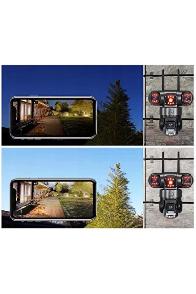 NO BRAND Cameră WiFi Externă Rotativă Triplă 3x4MP Zoom Detecție Alarmă IP In...