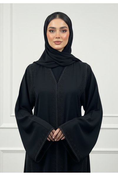 Nukhbaa Braided Accent Abaya|Nida Fabric