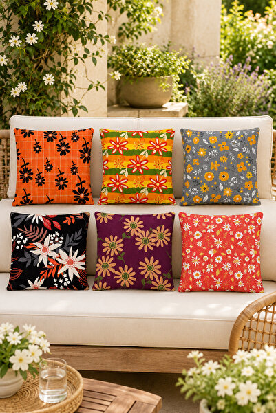 stellahomes 6-Piece Retro Floral Pattern Decorative Pillowcase Collection – O...