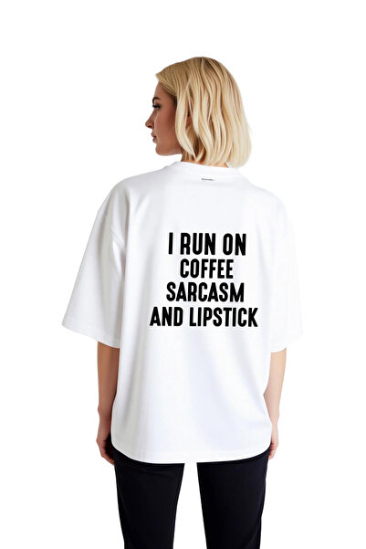 PayBuy Women's Oversize T-Shirt Coffee Sarcastic Lipstick Printed Relaxed Fit...