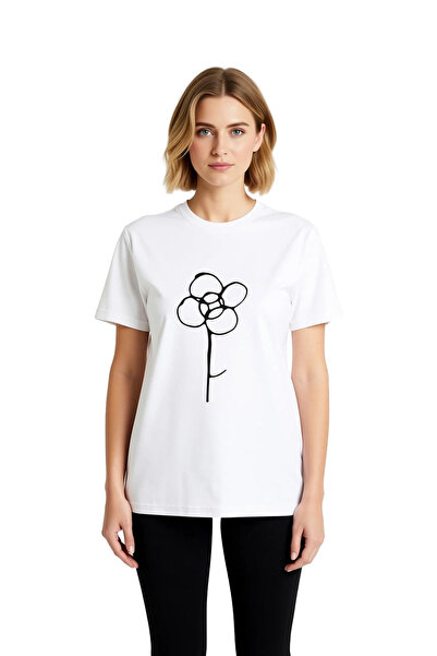 PayBuy Women's Minimalist Floral Pattern Printed Short Sleeve Relaxed Fit Cot...