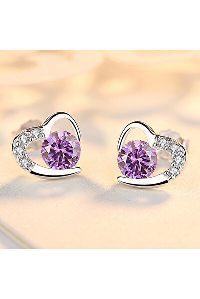 Choice purple color 925 Sterling Silver Earrings Women Sparkling Zircon Long ...