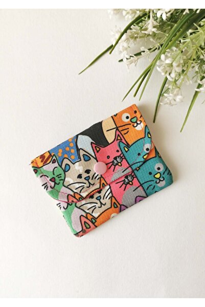 Halley Concept Colorful Cat Patterned Cotton Fabric Snap Wallet |   Card Hold...