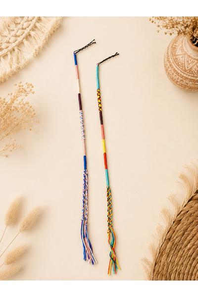 Bidüğüm Handmade Bohemian Wire Buckle Set of 2 |   Colorful String Wrap Hair ...