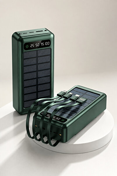 Generic Brand Solar Power Bank with 4 Built-In Cables, Portable Charger with ...