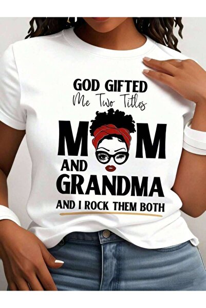 NOURAM [Mom T-Shirt] God Has Given Me Two Titles: Mom Grandma T-Shirt - Styli...