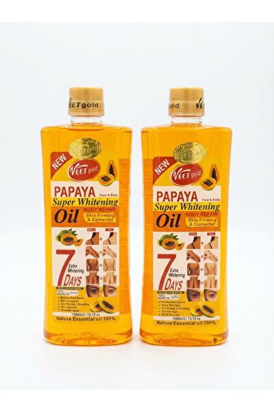 Veet Gold Papaya Oil Fit Gold Whitening Face & Body Oil 1000ml 2Pcs