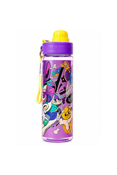 HI-FINE Cartoon Graffiti Kids PC Water Bottle with Hand Strap, Shatter‑Resist...
