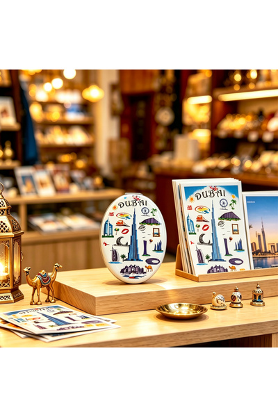 ARIANA Dubai Souvenir Folding Pocket Mirror, printed with Burj Khalifa & Palm...