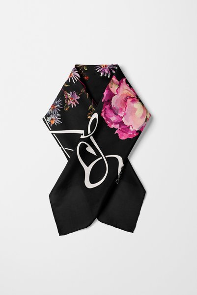 Silk Home Bandană cu model floral negru