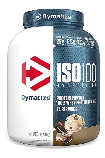 Dymatize ISO100 Hydrolyzed Whey Protein Powder, Cookies and Cream Flavor, 5 l...
