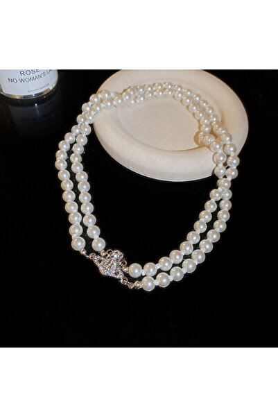 Choice Necklace 2 Double-layer Pearl Beaded Diamond-set Saturn Magnetic Neckl...