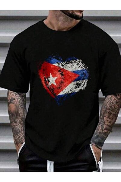23ERVA 100_ Cotton Hispanic Heritage Month Flag Heartbeat Cuban Heart T-Shirt...