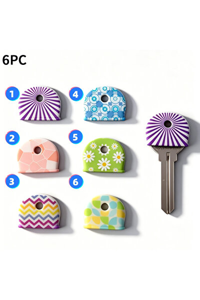 Choice 6 Random 1/3/6 Floral Pattern Non-Slip Silicone Key Covers - Durable N...