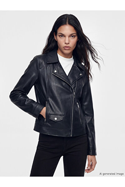 LC Waikiki Collared Neck Women's Faux Leather Jacket