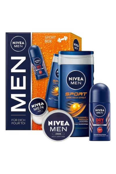 Nivea Men Πακέτο Sport Box, Αφρόλουτρο Sport 250 ml, Αποσμητικό Roll-on Dry I...