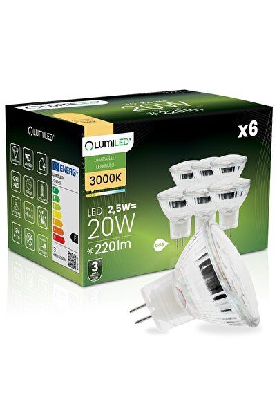 Lumiled 6x Bec LED GU4 Spot MR11 2.5W = 20W 220lm 3000K Cald 120 °   12V