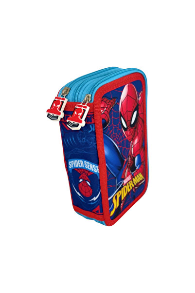 SPIDERMAN Penar cu 3 compartimente, echipat, 42 piese, albastru, Happy,