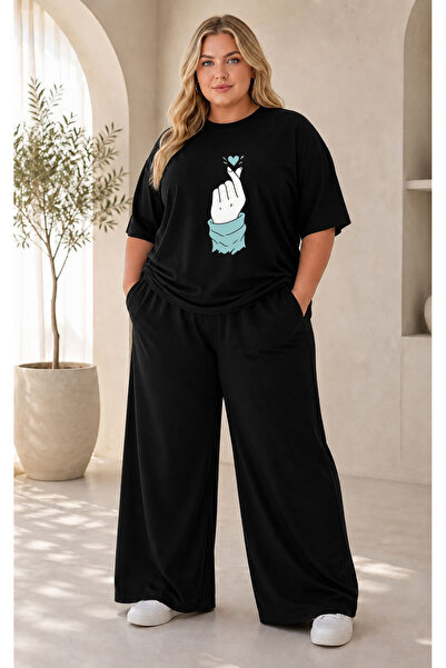 Pink Sky Women's Plus Size Premium Oversize Cotton 2-Piece Tracksuit Set Casu...