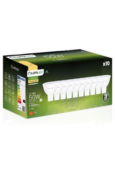 Lumiled 10x Bec LED GU5.3 Spot MR16 6W = 50W 580lm 3000K Cald 120 °   12V