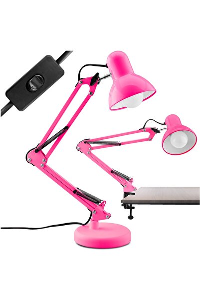 Lumiled Lampă de birou TOBI E27 Roz pentru desen tehnic + Suport de masă
