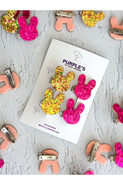 PURPLE'S BİR TUTAM MUTLULUK Set of 4 Rabbit Mini Clips (2 cm)