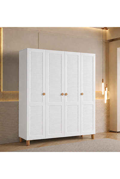 Pema Home Favori %100 MDF Membran 4 Kapaklı Dolap Gardırop Aynasız