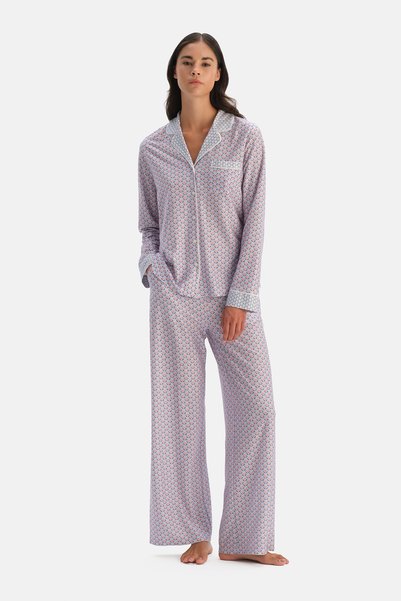 Dagi Multicolor Floral Patterned Shirt and Trousers Set