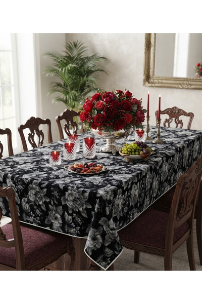 HANK TİCARET Husa de masa dreptunghiulara pentru 6 persoane, catifea jacquard...