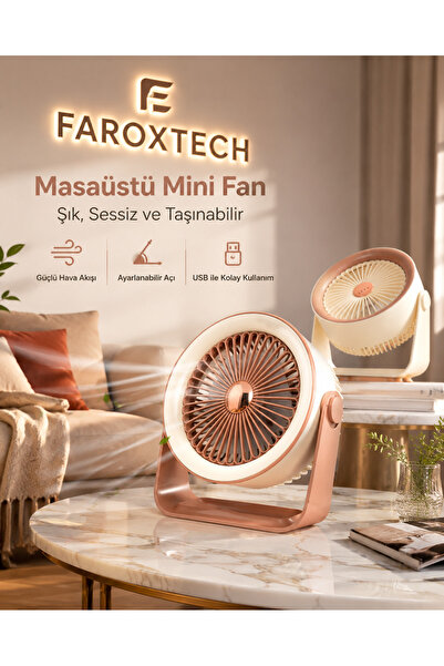 FaroxTech Ayarlanabilir Açılı USB Masaüstü Mini Fan – Sessiz ve Taşınabilir K...