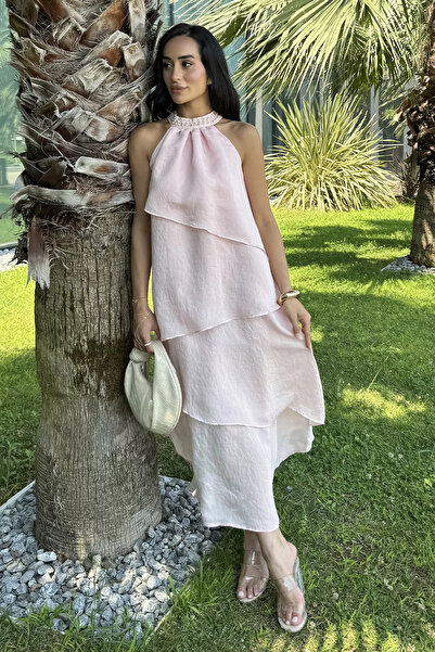 Aryena Powder Katkat Chiffon Dress