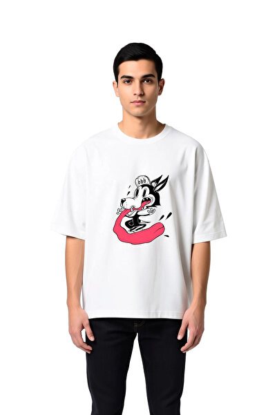 PayBuy Men's Oversize Cartoon Dog Printed Relaxed Fit Short Sleeve Casual T-S...