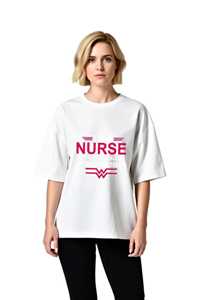 PayBuy تي شيرت نسائي كبير الحجم مطبوع عليه Nurse، بأكمام قصيرة، تصميم مريح، م...