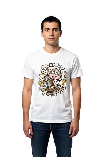 PayBuy Men's Knight Monkey Printed T-Shirt Banana Lightning Adventure Themed ...