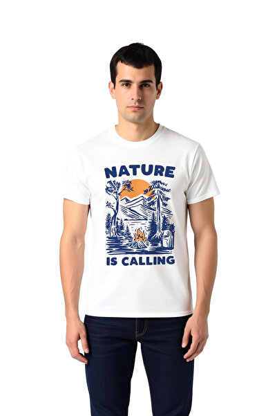 PayBuy تي شيرت رجالي مطبوع عليه Nature Is Calling Outdoor Adventure