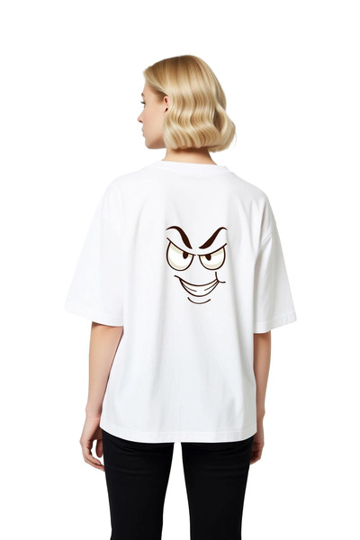 PayBuy Women's Oversized Cartoon Face Printed Short Sleeve T-Shirt with Exagg...