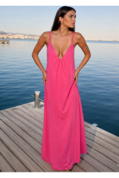 TOFAN TRİKO Vintage Pink Dress